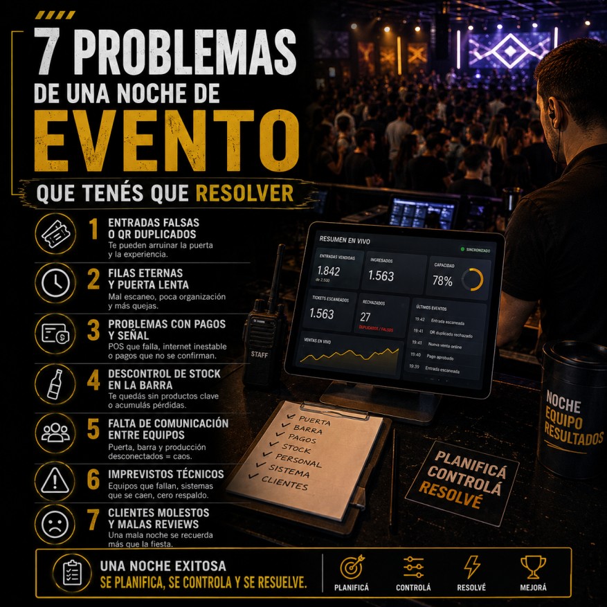 Operación completa de una noche de evento en un boliche